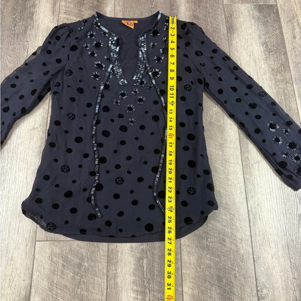 Tory‎ Burch Navy Velvet Burnout Blouse